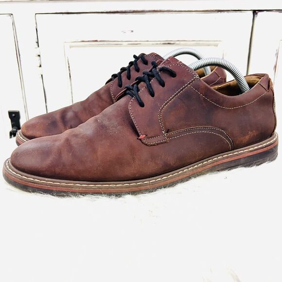 Florsheim Norwalk Plain Toe Brown Leather Lace up Oxford Dress Shoes ~ Mens 10M - Picture 1 of 8
